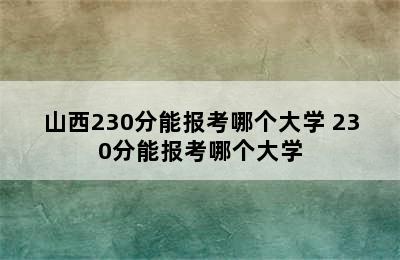 山西230分能报考哪个大学 230分能报考哪个大学